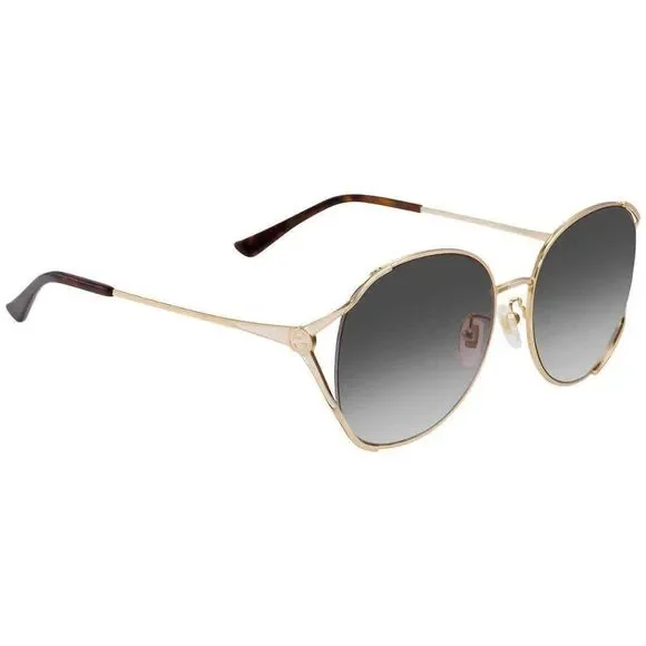 NEW Gucci Grey and Gold Round Women\'s Sunglasses Gucci Womens Round/Oval Gold Gold Grey Fashion Designer  main image 2